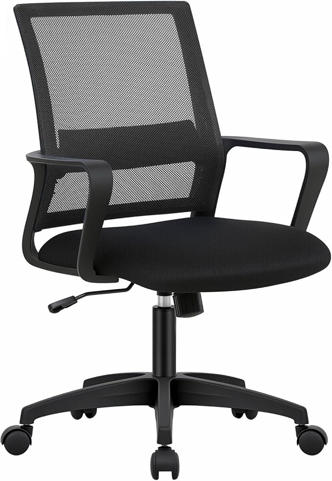 PayLessHere Gaming Chair Ergonomic Computer Chair Office Chair Video Game Chairs with Lumbar Support Desk Chair Armrest Mid Black Cushion Swivel Rolling Chair with Wheels for Home Office(Black)