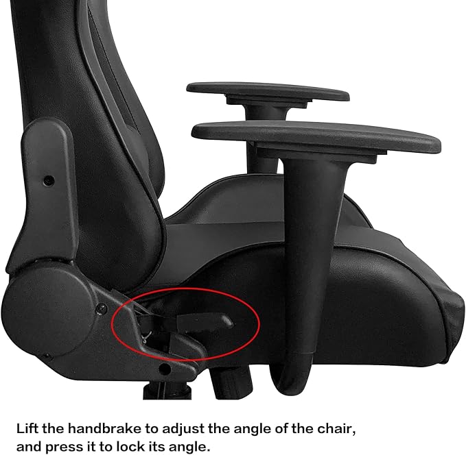 Modern-Depo Gaming Chair with Headrest and Lumbar Support Height Adjustable Swivel Office Chair High-Back Recliner Black