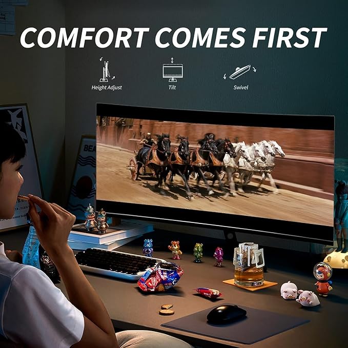 YOGAES 49 Inch 5K Wide Dual QHD (5120x1440) IPS Surface Game Display 49 Inch montior. HDR 400 Hidden Inside USB-C VESA100*100mm Tilt Height Adjustment Possible G-Sync (75hz)