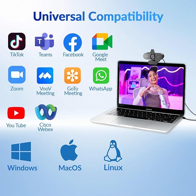 4K Webcam with Sony Sensor PDAF Autofocus 1080P@60FPS 2 Noise Reduction Mics Auto Light Correction USB Plug&ampPlay Privacy Cover 79°FOV Streaming Camera for PC Mac Laptop Video Calls