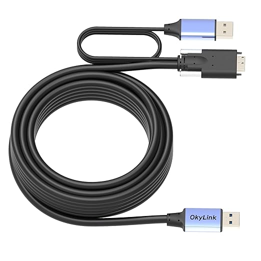 OkyLink 32ft (10M) USB 3.0 to Micro-B Active Cable with Screw Lock - 5Gbps A Male to Micro-B Male Industrial Grade with Integrated Power Cable