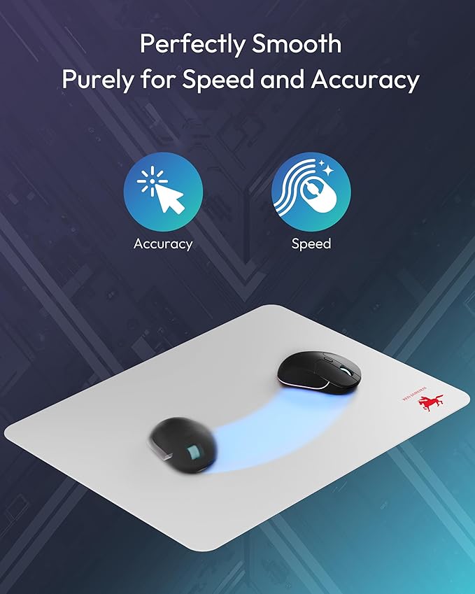 Glass Mousepad for Gaming | 2mm Ultra-Thin Hard Gaming Mousepad | Mouse Pad for Esport 12.2x16.1 | Tempered Glass Ultra-Smooth AF Surface | Precise Tracking High-Speed Non-Slip Base