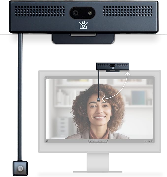 ProHello 4K HD Webcam with Eye Contact Windows Hello Facial Recognition Noise Cancelling Mics USB Plug &amp Play for Mac PC &amp Linux Works with Zoom Teams Meet Video Calls