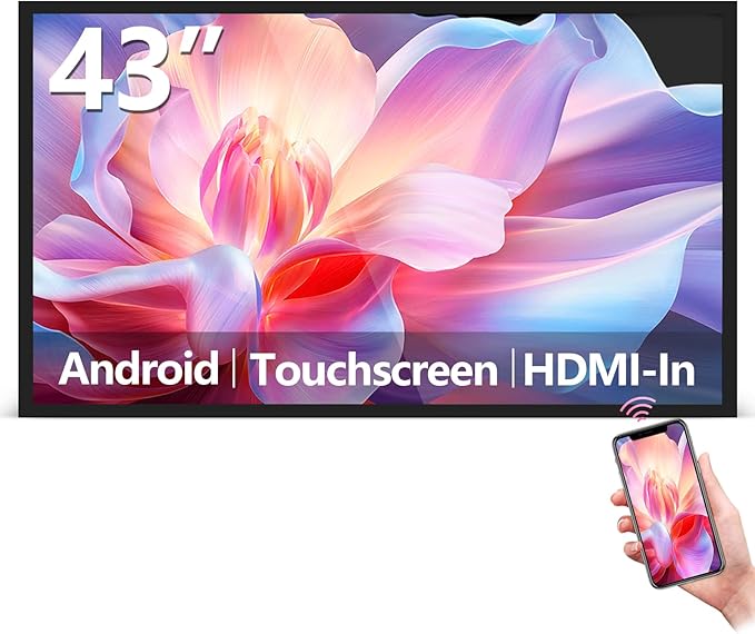 43 Multi-Touch Screen Industrial Monitor FHD 1080P Digital Signage Display for Advertising Reverse Control Laptop Wireless Screen Mirroring Built-in Speakers USB HDMI Ports