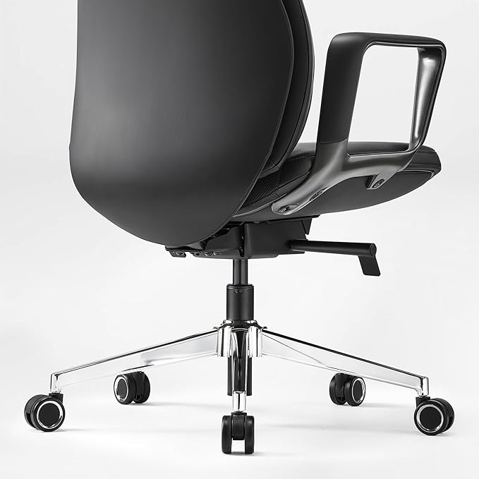 EUREKA ERGONOMIC Alto Leather Desk Chair Silicone Leather Office Chair with Wheels High Back Office Chair Executive Office Chair Comfy for Home &amp Office Black