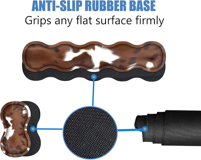 4 in 1 Ergonomic Memory Foam Mouse Pad Wrist Rest Set Large XXL Gaming Desk Pad + Keyboard Wrist Rest + Mouse Wrist Cushion + Coaster for Home Office Study Gaming Brown Cow Print
