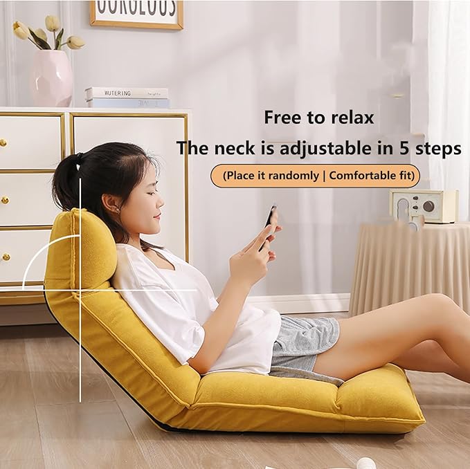 Lazy Sofa ChairModern Accent Chair Lounge Leisure Sofa Chair with 5-Position Adjustable Waist and NeckFolding Floor Chairs Video Gaming Chair for Adults Dark Gray-2