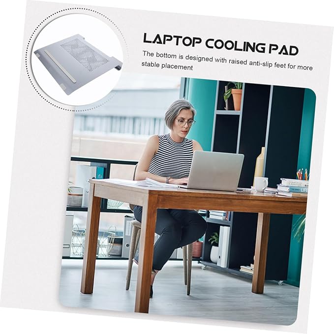 Angoily Alloy Laptop Cooling Pad with Quiet LED Fan Stand Ergonomic Notebook Cooler Riser to 17.3 Inch Laptops Gray Aluminum Gaming Cooler Base for Desk Use