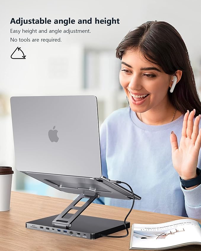 USB C Hub Stand for MacBook Pro 10 in 1 Adapter for MacBook Air Docking Station with 4K 60Hz HDMI RJ45 Gigabit Ethernet SD/TF Card Reader 4 USB 3.0 for iPad/Dell HP/Surface/Lenovo Laptop Dock
