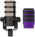 Rode PodMic Cardioid Dynamic Broadcast Microphone with WS14 PodMic Pop Filter - Purple