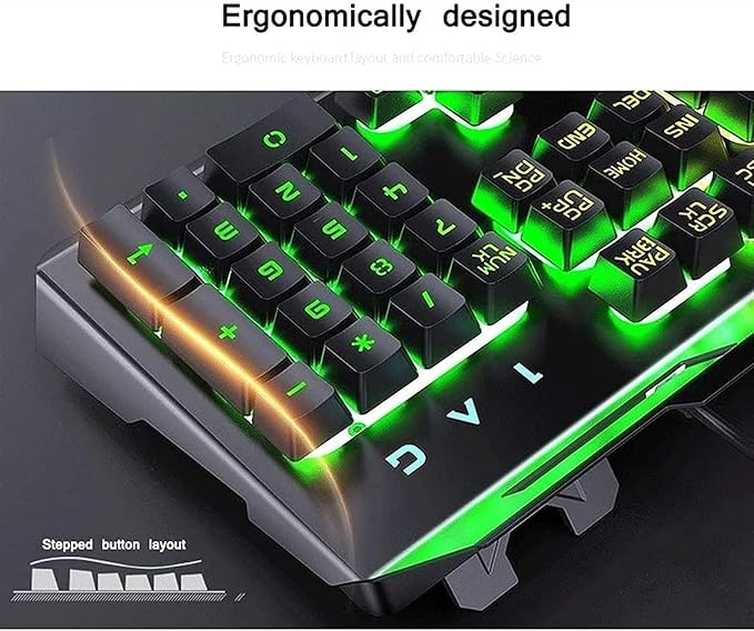 Gaming Keyboard and Mouse Combo Mechanical Gaming Keyboard RGB LED Rainbow Backlit Wired Keyboard for Laptop Gaming PC 104 Keys Black