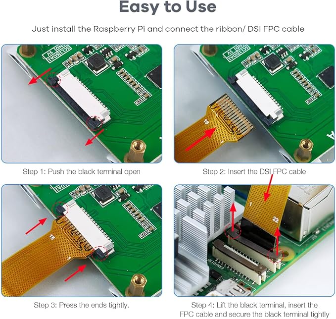 7 Inch Touchscreen IPS DSI Display Compatible with Raspberry Pi 5 800x480 Capacitive Screen MIPI DSI Driver-Free Interface