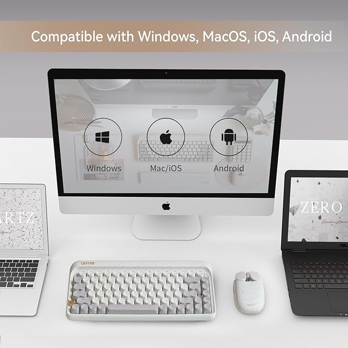 LOFREE Wavy Chips Dual-Mode Wireless Mouse with 5 Adjustable DPI Levels Compatible with Windows MacOS iOS Android (Terrazzo)