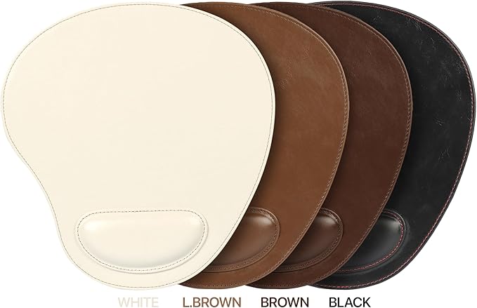 Londo PU Leather Oval Shape Non-Slip Mousepad with Wrist Rest Support Waterproof Surface Comfort Memory Foam Light Ergonomic Design Mouse Pad for Laptop Desktop
