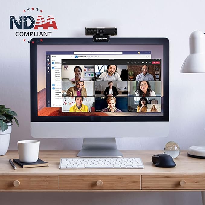 AVerMedia Live Streamer Cam 313 - Full HD 1080P Webcam with Privacy Shutter Dual Microphone 360 Degree Swivel for Video Conference - NDAA Compliant (PW313)