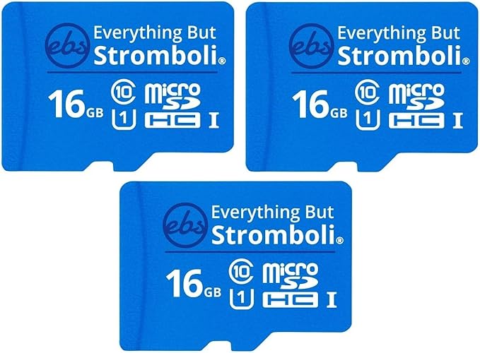 Everything But Stromboli 16GB Micro SD Memory Card w/Adapter (Bulk 3 Pack) Class 10 U1 UHS-1 TF MicroSDHC Card for Compatible Dash Cam Phone Action Cameras Security Cam Switch Digital Camera