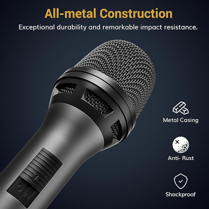 TONOR Professional Vocal Microphone for Singing Dynamic Handheld Wired Karaoke Mic Cardioid Studio Microfono with 450 cm/157inch XLR to 1/4 Cable for Speakers/Mixer Machine/Amp/Speech/Karaoke D5