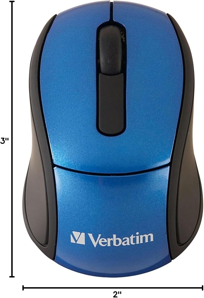 Verbatim 2.4G Wireless Mini Travel Optical Mouse with Nano Receiver for Mac and PC - Blue