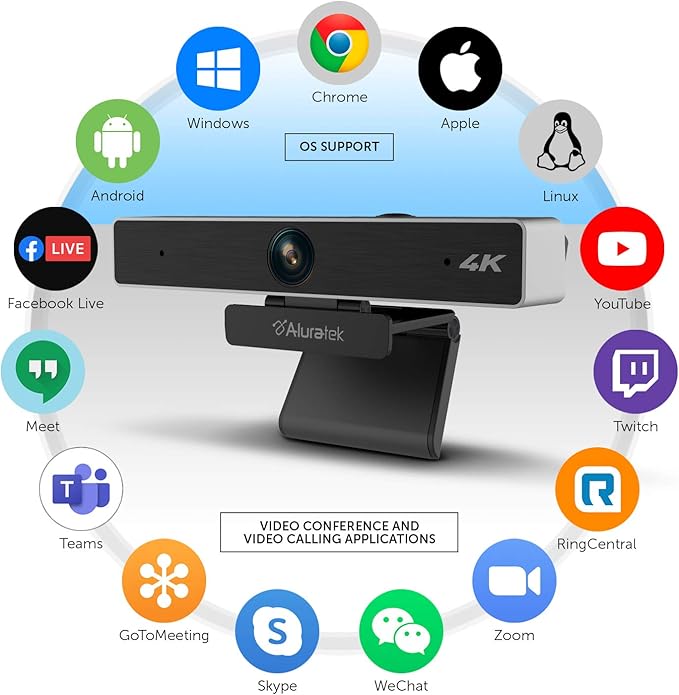 Aluratek HD 1080P Video Webcam for PC MAC Desktop &amp Laptop Video Call Conference USB