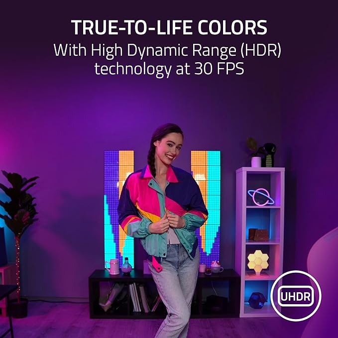 Razer Kiyo Pro Ultra 4K Webcam: Large Sensor - Auto Light Correction - Built-in Mic and Shutter - Pro Grade Content Creation Streaming Gaming Video Calls - Works with OBS Xsplit PC Zoom Teams