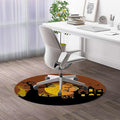 Orange Black PU Leather Chair Mat for Hard Floors Spooky Carved Halloween Floor Mats Wood/Tile Protection Mat for Office &amp Home Halloween Diameter 39.4 in