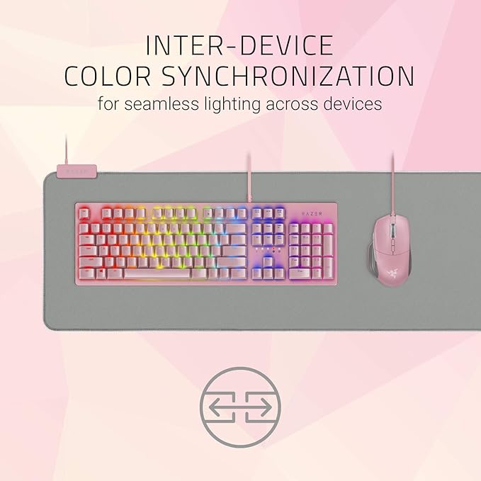 Razer Goliathus Extended Chroma Gaming Mouse Pad: Customizable Chroma RGB Lighting - Soft Cloth Material - Balanced Control &amp Speed - Non-Slip Rubber Base - Quartz Pink