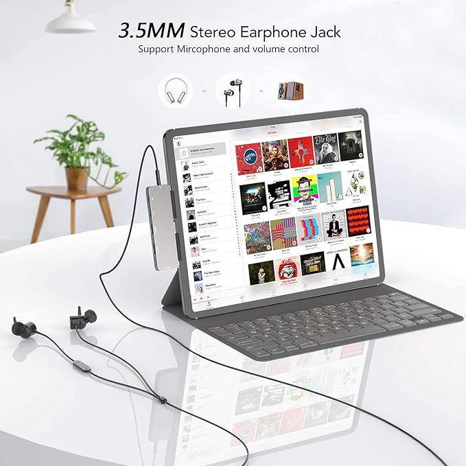 USB C HUB for iPad Pro Adapter for iPad Air iPad Pro Hub Docking Station with 4K HDMI3.5mm Headphone Jack2 USB3.0 PortsUSB C PD Charging&ampData for iPad mini M4 M2 11 12.9 13 inch Accessories