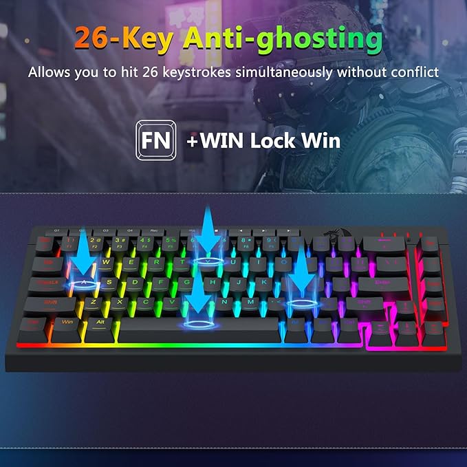 Redragon Wired Gaming Keyboard and Mouse Combo RGB Backlit 60% Mini Macro Membrane Keyboard with Anti-Ghosting &amp Multimedia Keys + 8000 DPI Programmable Optical Mice for PC Laptop