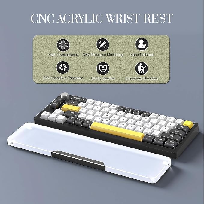 SELORSS Acrylic Keyboard Wrist Rest Pro- TENKEYLESS 80% Keyboard- Mechanical Keyboards Ergonomic Palm Rest for Computer KeyboardAnti-Slip BaseWrist Pad for LaptopOffice &amp Home-Easy TypingBlack