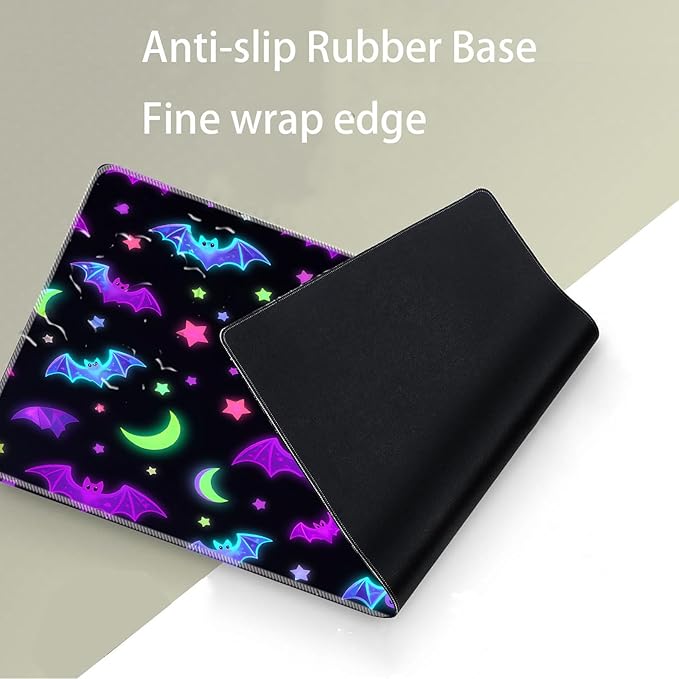 Keyboard Mouse Pad SetLarge Desk Pad+Keyboard Wrist Rest+Mouse Wrist Support+CoasterEasy Typing Pain Relief Non-Slip Wrist Support Mousepad Set Home OfficeGlowing Bats