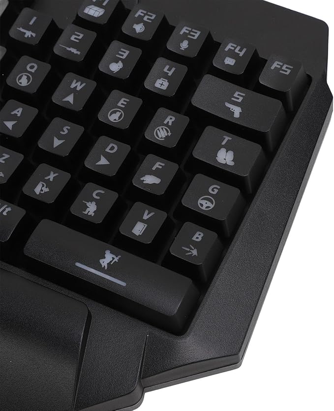 VBESTLIFE Half Hand Gaming Keyboard and Mouse Combo 38 Keys Single Handed Wired RGB Keyboard and Gaming Mouse Converter for Android PC Gaming Player