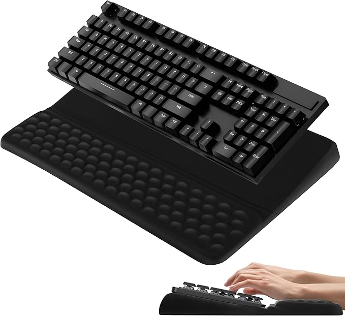 HONGZHONG Keyboard Stand with Wrist Rest Extra Large Computer Wrist Support Pad Comfy Ergonomic Keyboard Riser Holder for Relieve Hand Pain Black (Point Type)