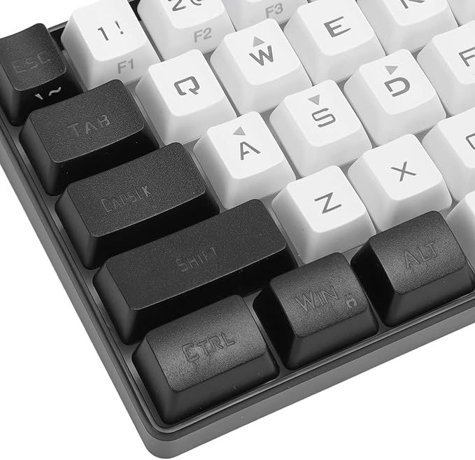 ANGGREK Wired Keyboard Gaming Keyboard Plug and Play 61 Keys ABS Keycaps for Desktop Laptops (White Black)
