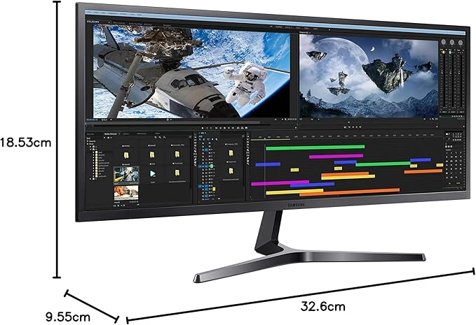 SAMSUNG 34-Inch SJ55W Ultrawide Gaming Monitor (LS34J550WQNXZA) – 75Hz Refresh WQHD Computer Monitor 3440 x 1440p Resolution 4ms Response FreeSync Split Screen HDMI Black