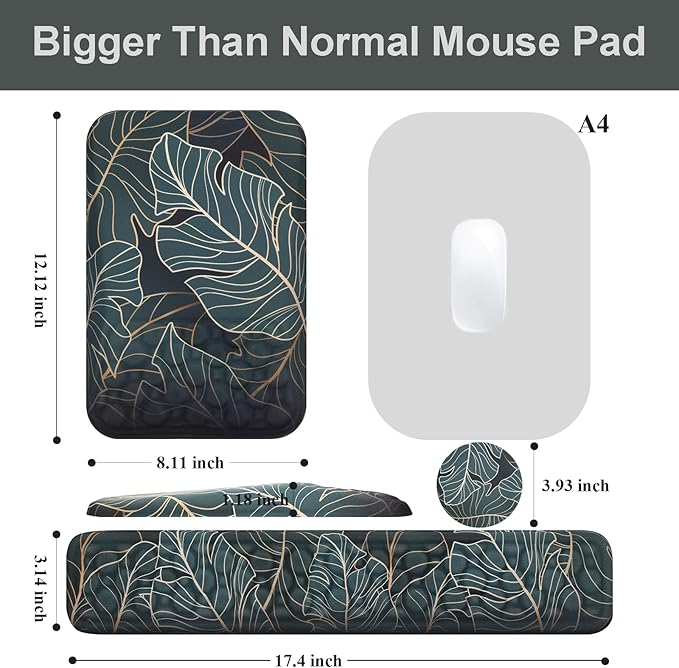 Ospelelf Keyboard Wrist Rest Ergonomic Mouse Pad with Wrist Rest Support Wrist Rest for Computer Keyboard Green