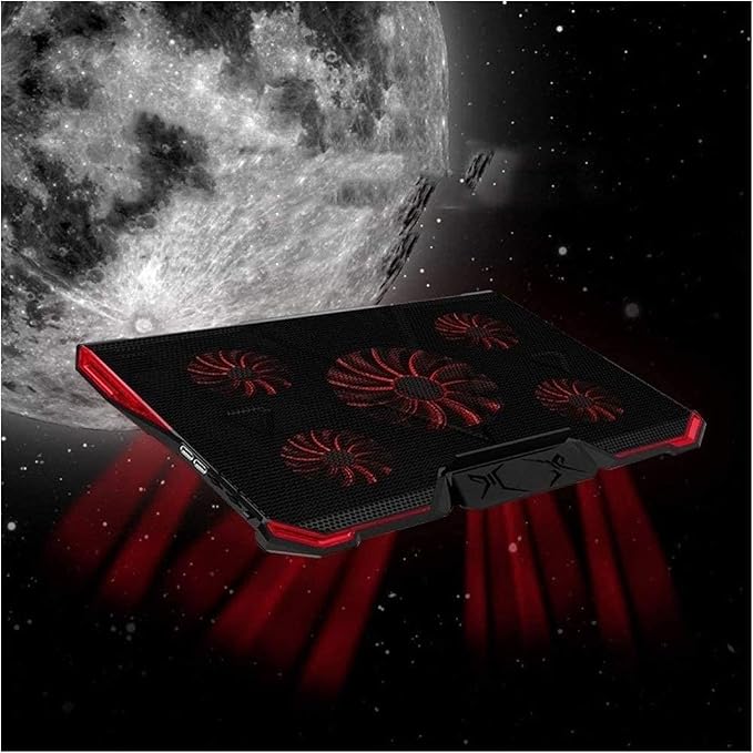 10-17.3 Laptop Cooler Cooling Pad | Ultra Slim Portable 5 Quiet Big Fans 2100RPM with USB Line Built in | Simple and Easy Use Design