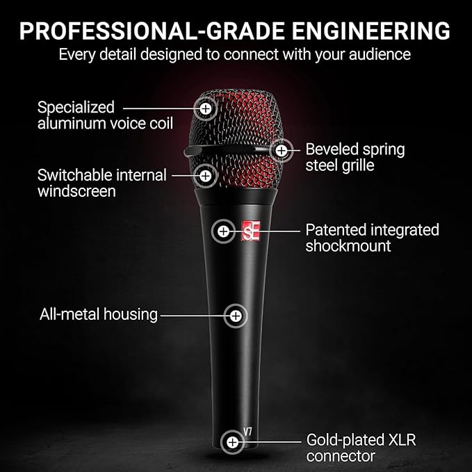 SE ELECTRONICS V7 Nickel Dynamic Supercardioid Handheld Microphone Nickel