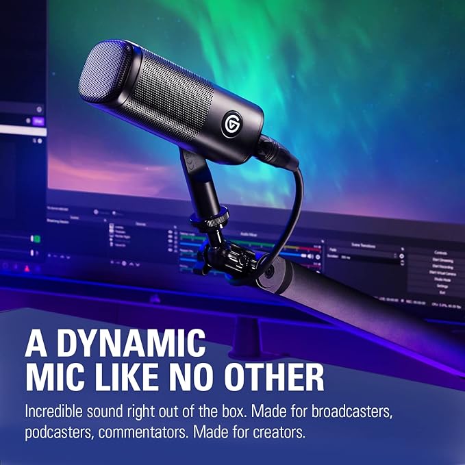 Elgato Wave DX - Dynamic XLR Microphone Cardioid pattern Noise Rejection speech optimised for Podcasting Streaming Broadcasting No Signal Booster Required works with any Interface for Mac PC