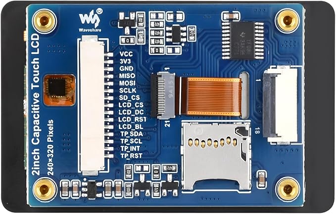 2inch IPS Display 240x320 Capacitive Touch Screen Compatible with Raspberry Pi 5/4B/3B+/Zero/Zero 2W/Pico/Pico W/Pico 2/ESP32 262K Colors ST7789T3 Display Driver and CST816D Touch Controller