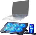 Laptop Cooling Pad Laptop Cooler with 6 Quiet Fans for 12-17 Computer PC Notebook Gaming Laptop Fan Height Adjustable Laptop Cooling Stand Laptop Accessories Blue.