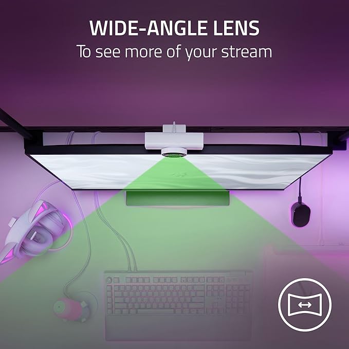 Razer Kiyo V2 X Streaming Webcam: 1440p 60 FPS - Auto Focus - Built-in Microphone - Wide Angle Lense - Integrated Privacy Shutter - Works with OBS Xsplit Streamlabs Discord Zoom Teams - White