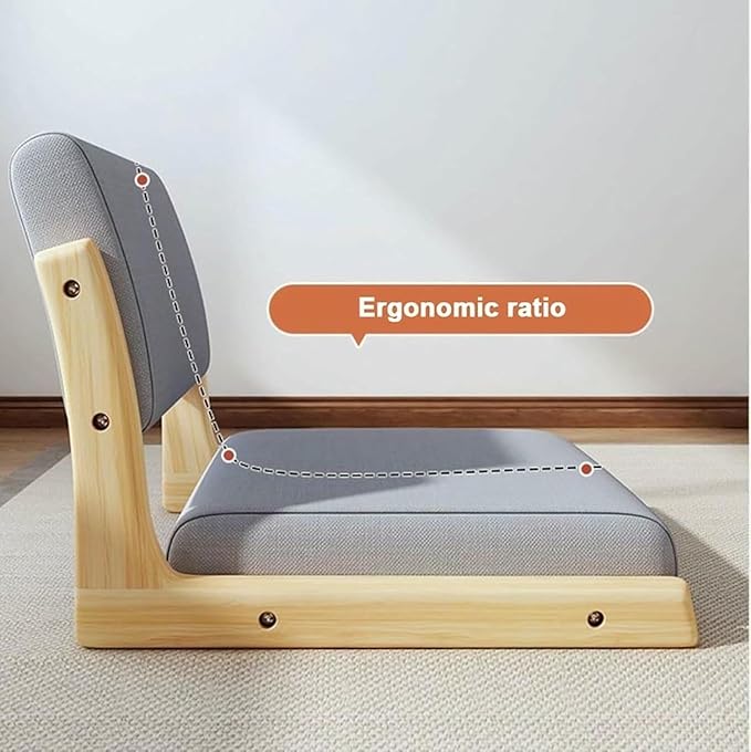 ELEFOCUS Portable Tatami Meditation Chair for Floor Lightweight Legless Reading Gaming and Relaxing - Ideal Living Room(White LambswoolWalnut)