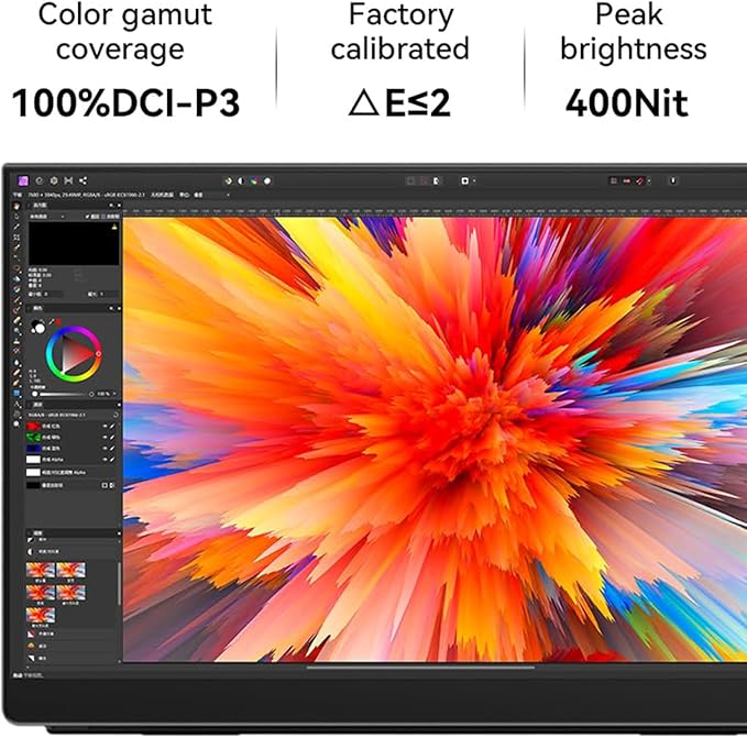 EHOMEWEI Q1 16 QLED 2560 * 1600 Resolution Portable Monitor Display 16:10 1500:1 Type-C Cable Connection Second External Screen Laptop Office/Gaming Monitor for Laptop PC Gaming Consoles