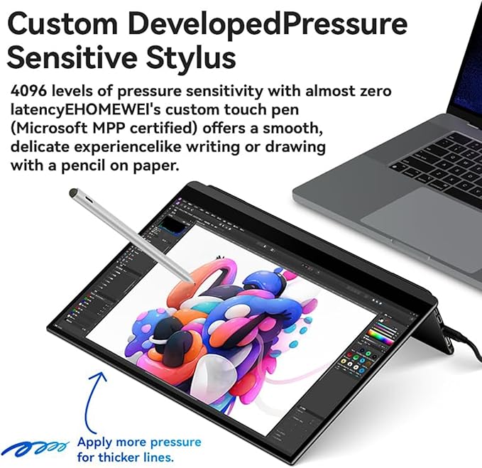 EHOMEWEI Q8g 16 2K 144Hz QLED Portable Touchscreen Monitor - 2560x1600 400 Nits HDR 100% DCI-P3 Laptop Screen Extender with 4096-Level Stylus FreeSync Gaming Display for MacBook PC PS5 Switch