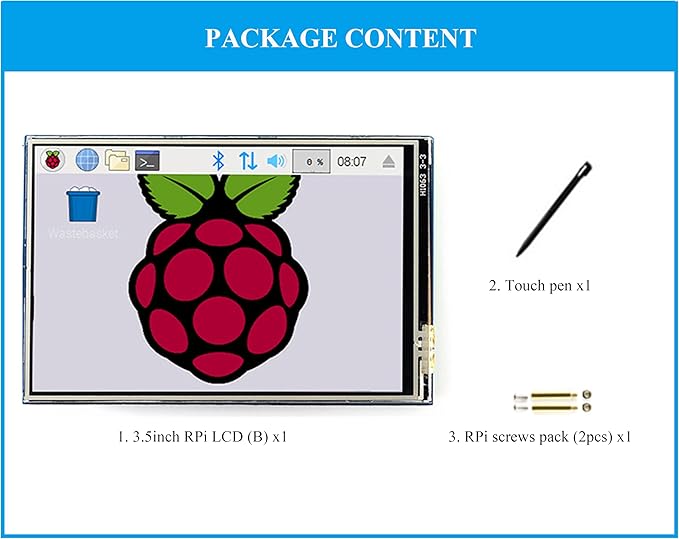 3.5inch Touch Screen Compatible with Raspberry Pi 5/Pi 4B/3B+/3B/Zero/Pi Zero 2W/Zero W/Zero WH/CM5/CM4 480x320 IPS Display 160° Viewing Angle SPI Touch Port