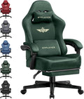 GTPLAYER Gaming Chair Fabric with Pocket Spring Cushion Big and Tall Gamings Chairs 350LBS High Back Computer Chair with Footrest for Adults Lumbar Support Swivel Game Chair for Office Gaming Green