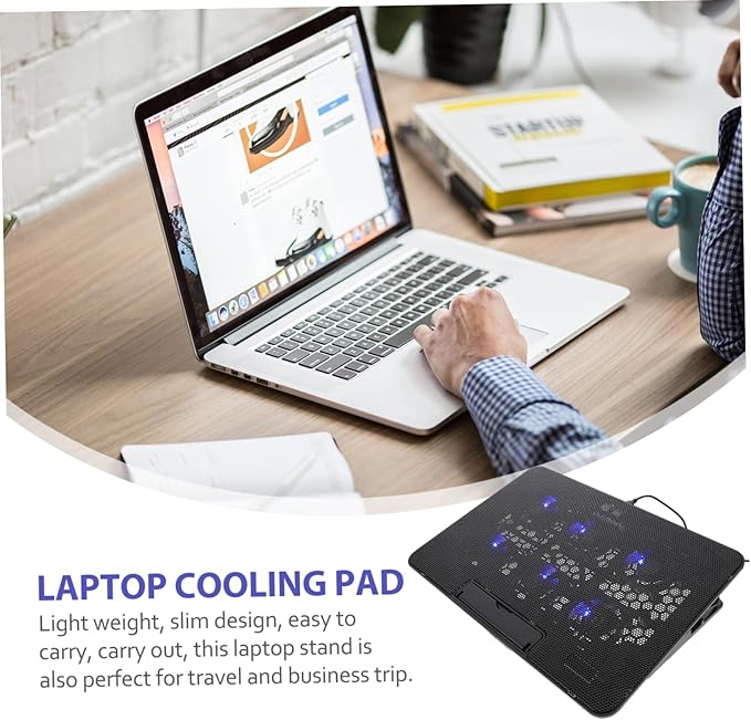 Gadpiparty Laptop Cooling Pad Adjustable Stand Compatible Riser Quiet Fans for Laptop Cooling Ergonomic Design to Neck USB Powered Cooler Holder