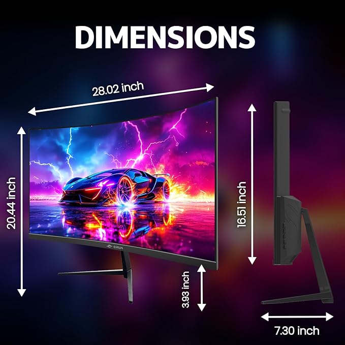 CRUA 32 Curved Gaming Monitor 2K QHD 2560x1440P 144Hz/165Hz Computer Monitors 120% sRGB FreeSync Low Blue Light 1800R VA Screen HDMI 1.4/DP 1.2 Wall Mountable - Black