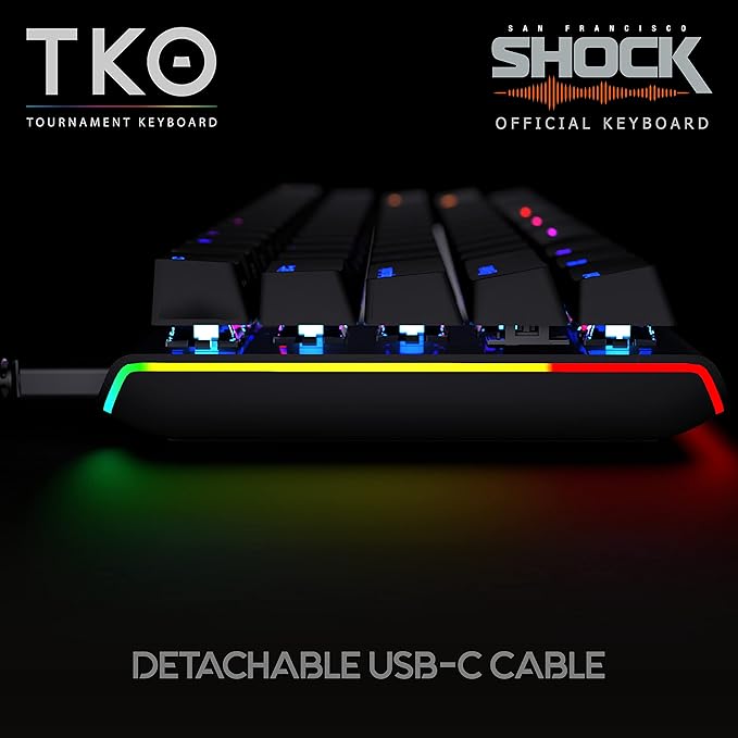 KINESIS Gaming TKO Mechanical Keyboard | Clicky White Switches | 60% Layout | Split Spacebar | Hotswap | PBT Keycaps | Aluminum Body | SF Shock Limited Edition Travel Case