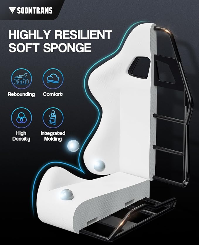Soontrans Black Gaming Chairs with Footrest Ergonomic Gamer Chair Home Office ChairPC Computer Chair with Headrest and Lumbar Support(Dark Black)
